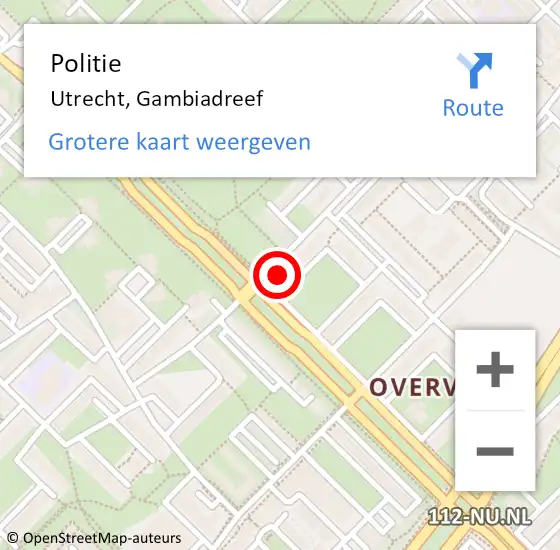 Locatie op kaart van de 112 melding: Politie Utrecht, Gambiadreef op 31 mei 2021 22:44