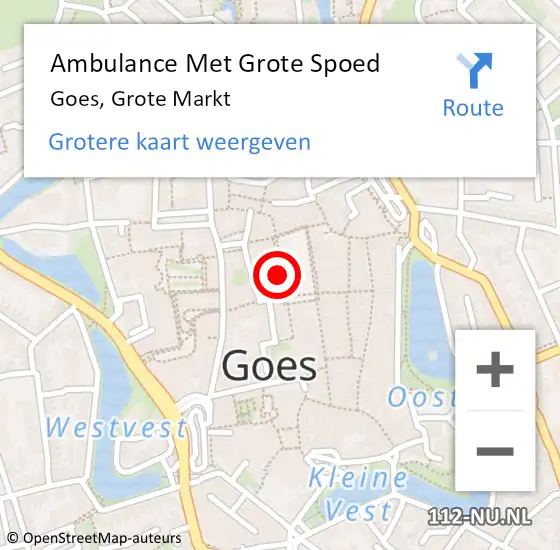 Locatie op kaart van de 112 melding: Ambulance Met Grote Spoed Naar Goes, Grote Markt op 1 juni 2021 11:52