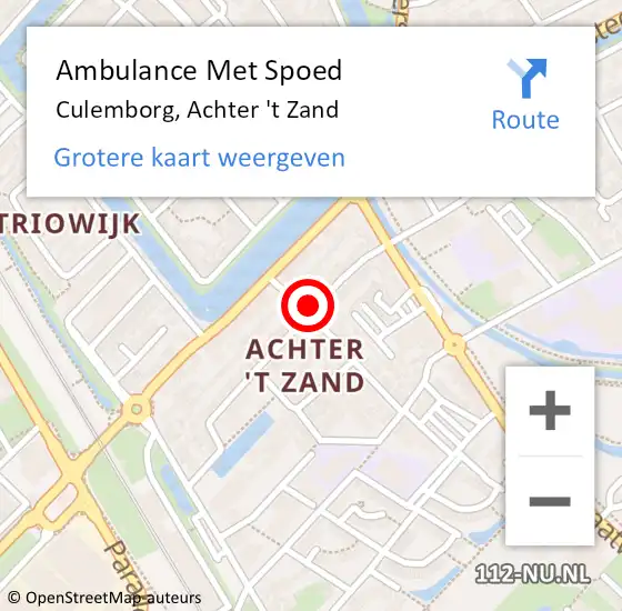 Locatie op kaart van de 112 melding: Ambulance Met Spoed Naar Culemborg, Achter 't Zand op 1 juni 2021 13:22