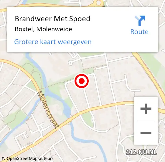Locatie op kaart van de 112 melding: Brandweer Met Spoed Naar Boxtel, Molenweide op 1 juni 2021 14:44