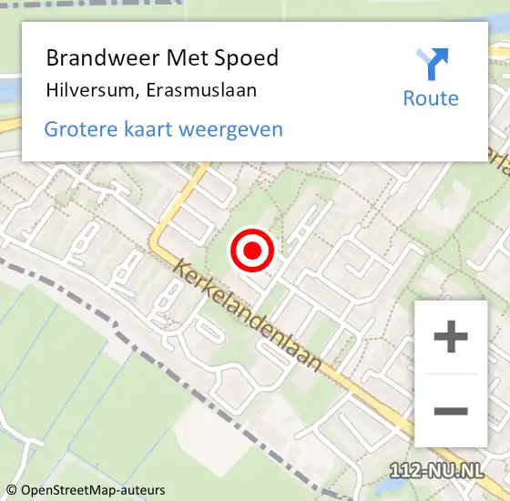 Locatie op kaart van de 112 melding: Brandweer Met Spoed Naar Hilversum, Erasmuslaan op 1 juni 2021 14:54