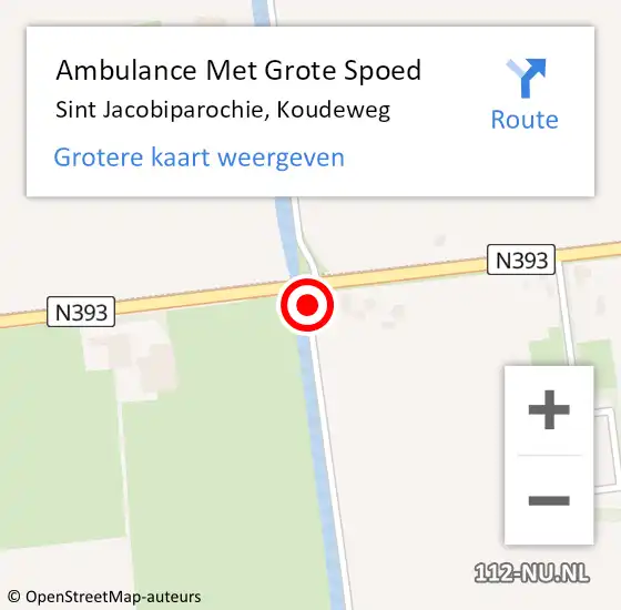 Locatie op kaart van de 112 melding: Ambulance Met Grote Spoed Naar Sint Jacobiparochie, Koudeweg op 1 juni 2021 16:23