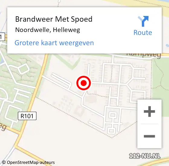 Locatie op kaart van de 112 melding: Brandweer Met Spoed Naar Noordwelle, Helleweg op 1 juni 2021 20:06