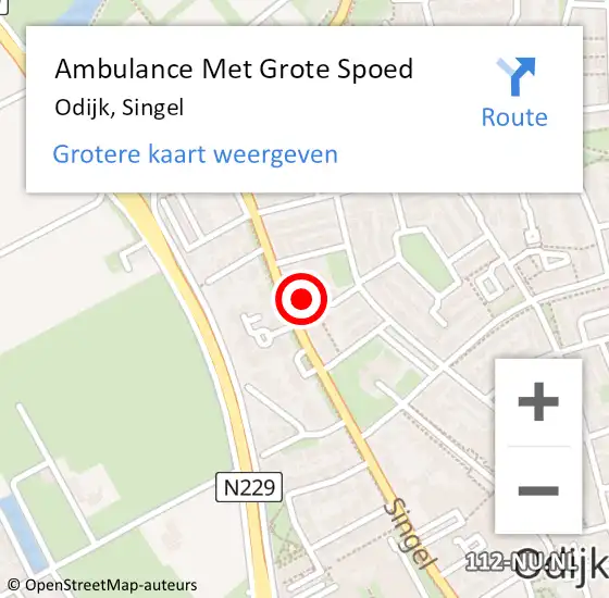 Locatie op kaart van de 112 melding: Ambulance Met Grote Spoed Naar Odijk, Singel op 1 juni 2021 20:36