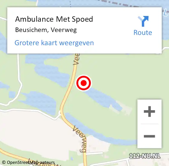 Locatie op kaart van de 112 melding: Ambulance Met Spoed Naar Beusichem, Veerweg op 1 juni 2021 21:56