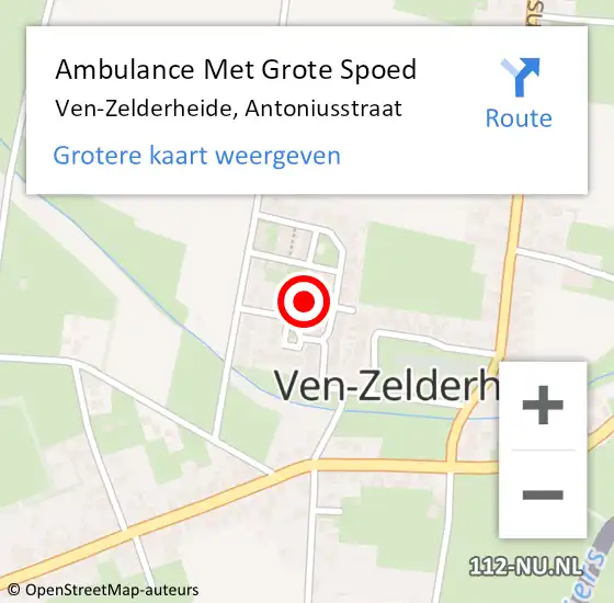 Locatie op kaart van de 112 melding: Ambulance Met Grote Spoed Naar Ven-Zelderheide, Antoniusstraat op 2 juni 2021 00:04