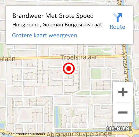 Locatie op kaart van de 112 melding: Brandweer Met Grote Spoed Naar Hoogezand, Goeman Borgesiusstraat op 2 juni 2021 07:32
