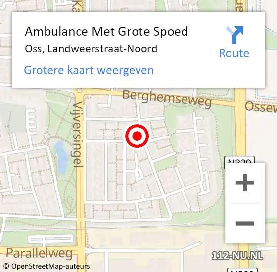 Locatie op kaart van de 112 melding: Ambulance Met Grote Spoed Naar Oss, Landweerstraat-Noord op 2 juni 2021 10:33