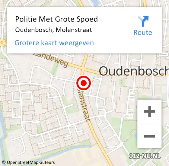 Locatie op kaart van de 112 melding: Politie Met Grote Spoed Naar Oudenbosch, Molenstraat op 2 juni 2021 13:15
