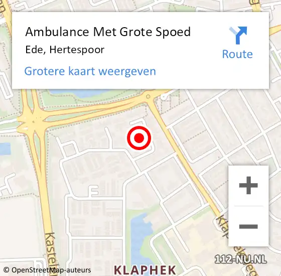 Locatie op kaart van de 112 melding: Ambulance Met Grote Spoed Naar Ede, Hertespoor op 2 juni 2021 15:26