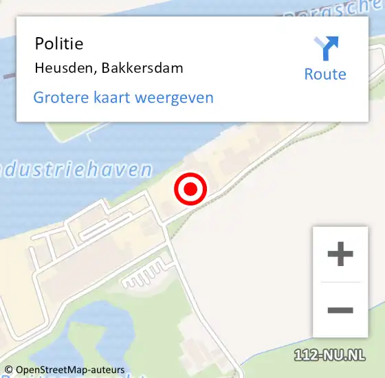 Locatie op kaart van de 112 melding: Politie Heusden, Bakkersdam op 2 juni 2021 17:07