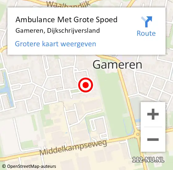 Locatie op kaart van de 112 melding: Ambulance Met Grote Spoed Naar Gameren, Dijkschrijversland op 3 juni 2021 05:55
