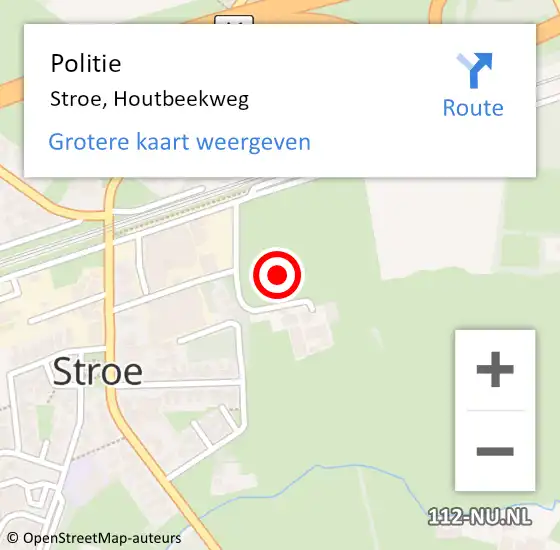 Locatie op kaart van de 112 melding: Politie Stroe, Houtbeekweg op 3 juni 2021 13:35