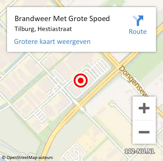 Locatie op kaart van de 112 melding: Brandweer Met Grote Spoed Naar Tilburg, Hestiastraat op 3 juni 2021 13:58