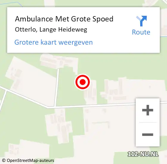 Locatie op kaart van de 112 melding: Ambulance Met Grote Spoed Naar Otterlo, Lange Heideweg op 3 juni 2021 18:15