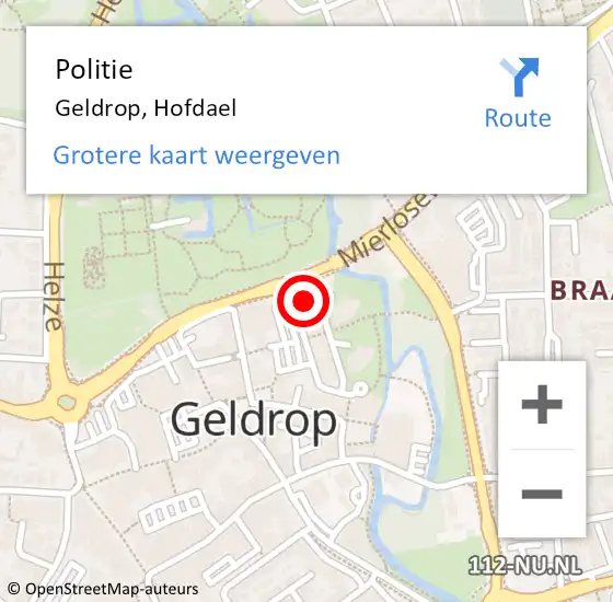 Locatie op kaart van de 112 melding: Politie Geldrop, Hofdael op 3 juni 2021 21:16