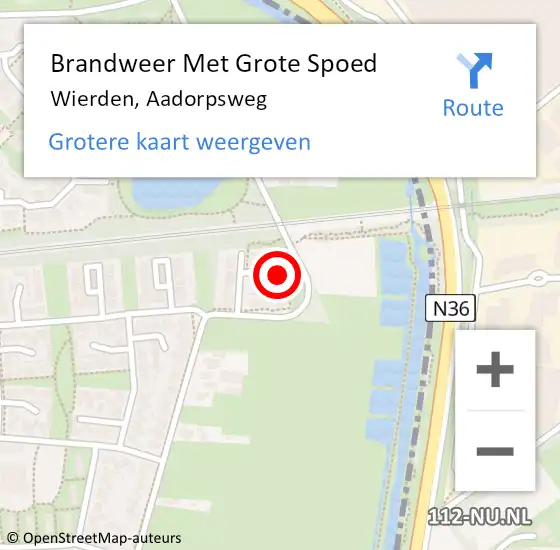 Locatie op kaart van de 112 melding: Brandweer Met Grote Spoed Naar Wierden, Aadorpsweg op 3 juni 2021 21:54