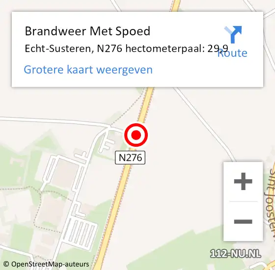 Locatie op kaart van de 112 melding: Brandweer Met Spoed Naar Echt-Susteren, N276 hectometerpaal: 29,9 op 4 juni 2021 01:11