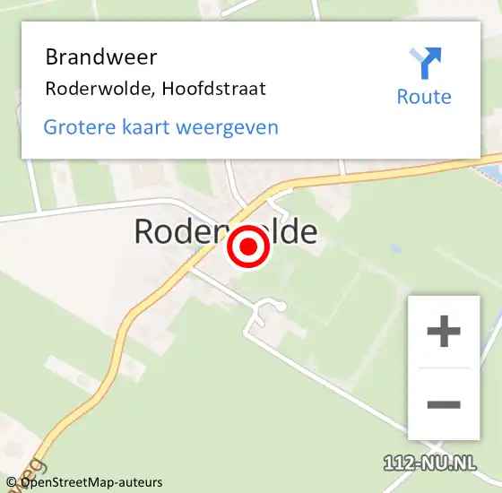 Locatie op kaart van de 112 melding: Brandweer Roderwolde, Hoofdstraat op 4 juni 2021 01:38