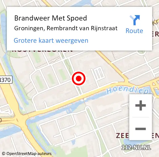 Locatie op kaart van de 112 melding: Brandweer Met Spoed Naar Groningen, Rembrandt van Rijnstraat op 4 juni 2021 02:58