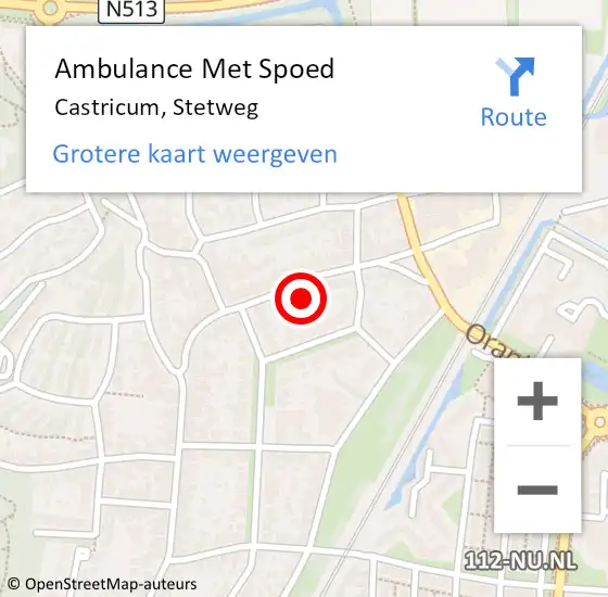 Locatie op kaart van de 112 melding: Ambulance Met Spoed Naar Castricum, Stetweg op 4 juni 2021 03:12