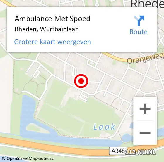 Locatie op kaart van de 112 melding: Ambulance Met Spoed Naar Rheden, Wurfbainlaan op 4 juni 2021 16:55