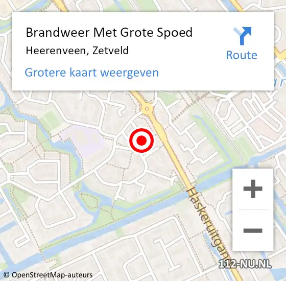 Locatie op kaart van de 112 melding: Brandweer Met Grote Spoed Naar Heerenveen, Zetveld op 4 juni 2021 18:52