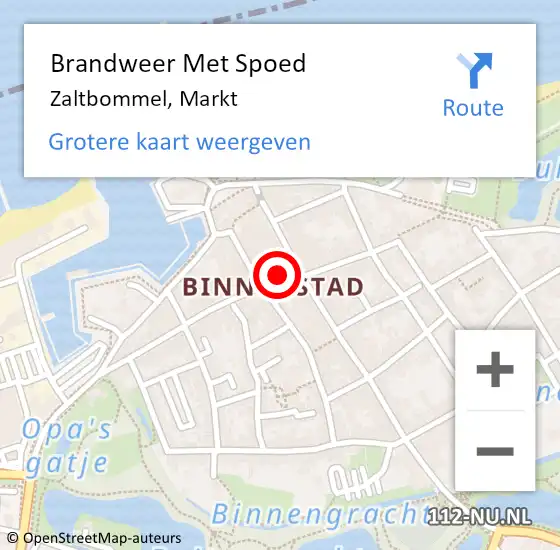 Locatie op kaart van de 112 melding: Brandweer Met Spoed Naar Zaltbommel, Markt op 4 juni 2021 21:12