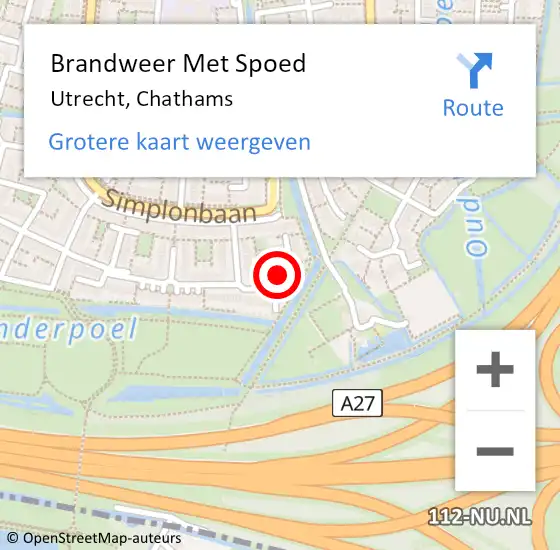 Locatie op kaart van de 112 melding: Brandweer Met Spoed Naar Utrecht, Chathams op 5 juni 2021 00:06