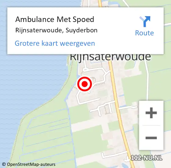 Locatie op kaart van de 112 melding: Ambulance Met Spoed Naar Rijnsaterwoude, Suyderbon op 5 juni 2021 00:34