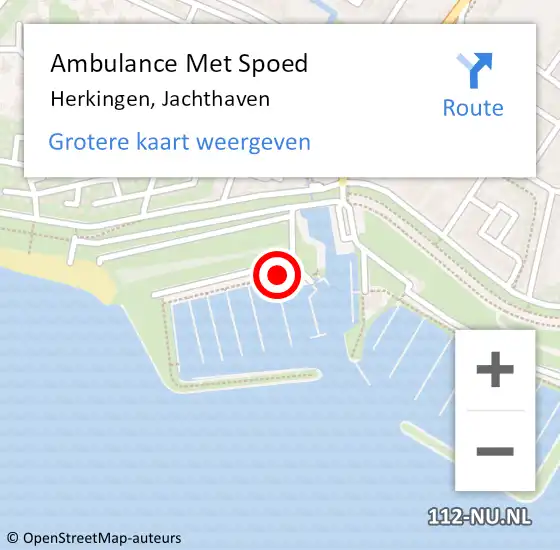Locatie op kaart van de 112 melding: Ambulance Met Spoed Naar Herkingen, Jachthaven op 5 juni 2021 05:49