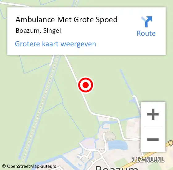 Locatie op kaart van de 112 melding: Ambulance Met Grote Spoed Naar Boazum, Singel op 5 juni 2021 10:08