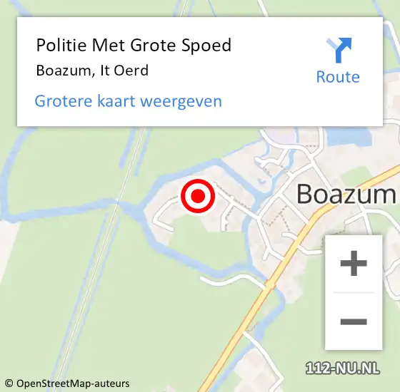 Locatie op kaart van de 112 melding: Politie Met Grote Spoed Naar Boazum, It Oerd op 5 juni 2021 10:09