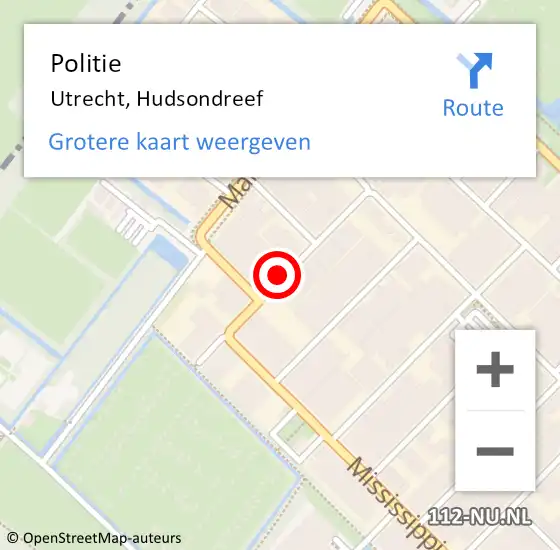 Locatie op kaart van de 112 melding: Politie Utrecht, Hudsondreef op 5 juni 2021 10:34