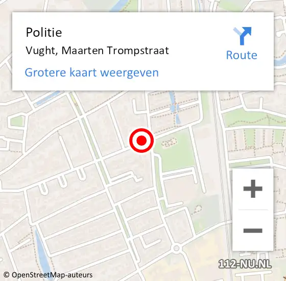 Locatie op kaart van de 112 melding: Politie Vught, Maarten Trompstraat op 5 juni 2021 12:10
