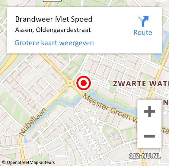 Locatie op kaart van de 112 melding: Brandweer Met Spoed Naar Assen, Oldengaardestraat op 5 juni 2021 14:05