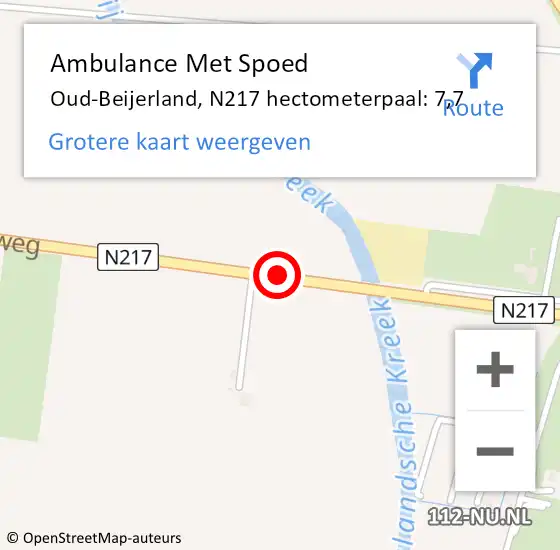 Locatie op kaart van de 112 melding: Ambulance Met Spoed Naar Oud-Beijerland, N217 hectometerpaal: 7,7 op 5 juni 2021 14:46