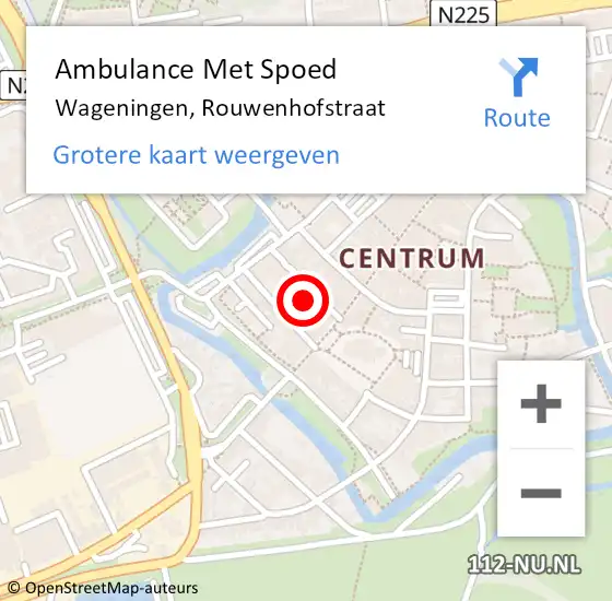 Locatie op kaart van de 112 melding: Ambulance Met Spoed Naar Wageningen, Rouwenhofstraat op 5 juni 2021 15:26