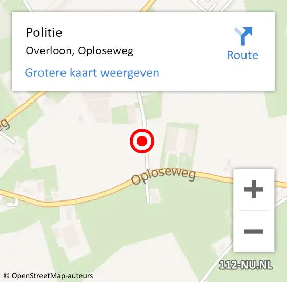 Locatie op kaart van de 112 melding: Politie Overloon, Oploseweg op 5 juni 2021 17:52