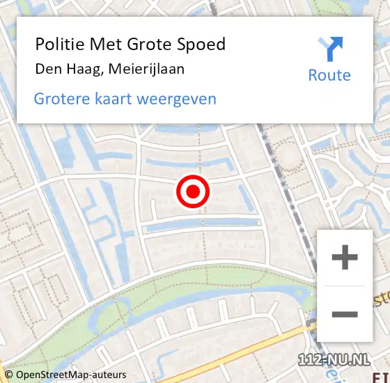 Locatie op kaart van de 112 melding: Politie Met Grote Spoed Naar Den Haag, Meierijlaan op 5 juni 2021 18:07