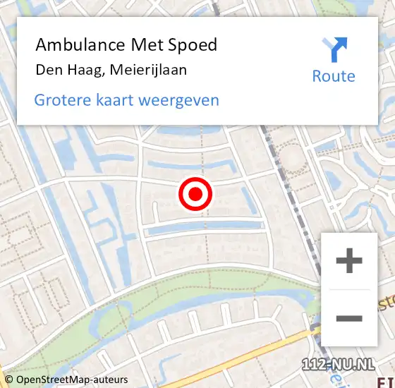 Locatie op kaart van de 112 melding: Ambulance Met Spoed Naar Den Haag, Meierijlaan op 5 juni 2021 18:08