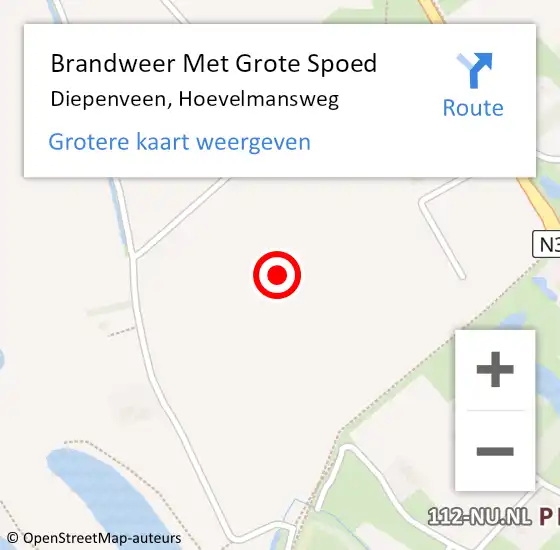 Locatie op kaart van de 112 melding: Brandweer Met Grote Spoed Naar Diepenveen, Hoevelmansweg op 6 juni 2021 08:02