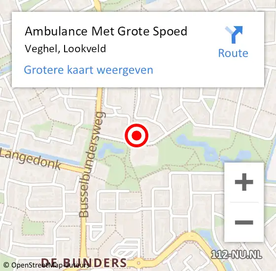 Locatie op kaart van de 112 melding: Ambulance Met Grote Spoed Naar Veghel, Lookveld op 6 juni 2021 11:37