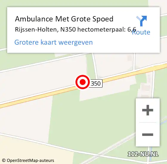 Locatie op kaart van de 112 melding: Ambulance Met Grote Spoed Naar Rijssen-Holten, N350 hectometerpaal: 6,6 op 6 juni 2021 11:57