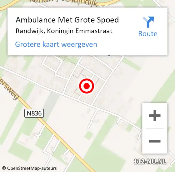 Locatie op kaart van de 112 melding: Ambulance Met Grote Spoed Naar Randwijk, Koningin Emmastraat op 6 juni 2021 16:28