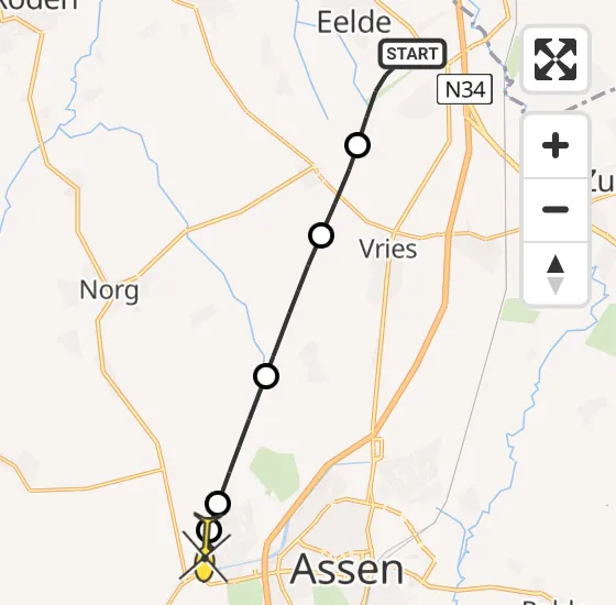 Vlucht Traumahelikopter PH-DOC van Groningen Airport Eelde naar Assen op donderdag 28 maart 2024 7:53