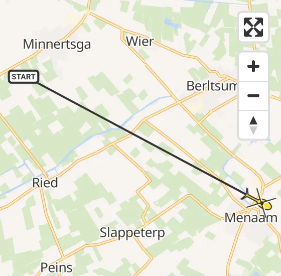 Vlucht Ambulancehelikopter PH-HOW van Minnertsga naar Menaam op donderdag 28 maart 2024 11:05