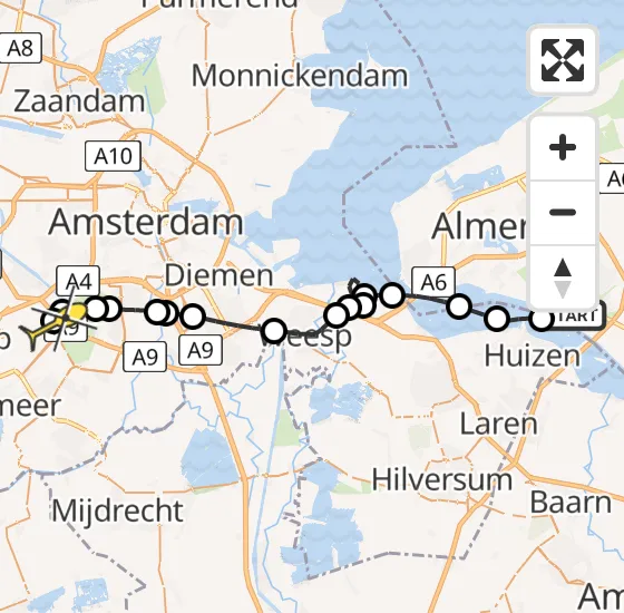 Vlucht Politiehelikopter PH-PXC van Almere naar Schiphol op donderdag 28 maart 2024 11:20