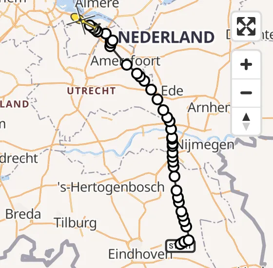 Vlucht Politiehelikopter PH-PXE van Helmond naar Naarden op donderdag 28 maart 2024 19:40