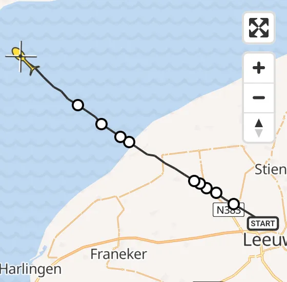 Vlucht Ambulancehelikopter PH-HOW van Vliegbasis Leeuwarden naar Oosterend op vrijdag 29 maart 2024 22:18